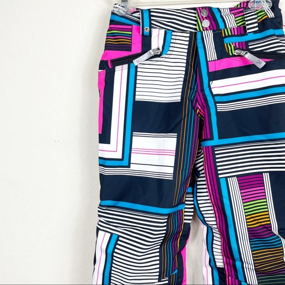 Spyder geometric bright colors ski pants size 12 - Picture 4 of 11